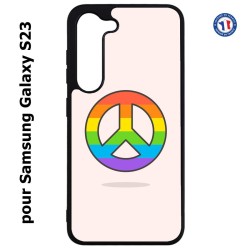 Coque pour Samsung Galaxy S23 Peace and Love LGBT - couleur arc en ciel