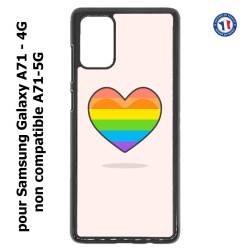 Coque pour Samsung Galaxy A71 - 4G Rainbow hearth LGBT - couleur arc en ciel Coeur LGBT