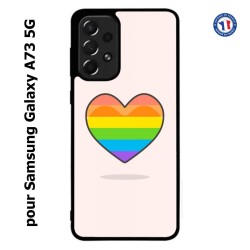 Coque pour Samsung Galaxy A73 5G Rainbow hearth LGBT - couleur arc en ciel Coeur LGBT