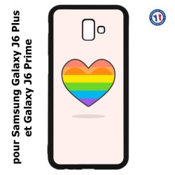 Coque pour Samsung Galaxy J6 Plus / J6 Prime Rainbow hearth LGBT - couleur arc en ciel Coeur LGBT
