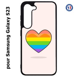 Coque pour Samsung Galaxy S23 Rainbow hearth LGBT - couleur arc en ciel Coeur LGBT