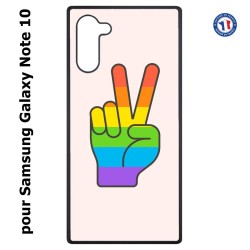 Coque pour Samsung Galaxy Note 10 Rainbow Peace LGBT - couleur arc en ciel Main Victoire Paix LGBT