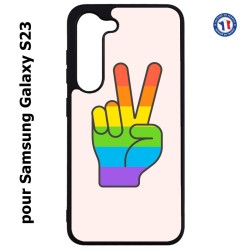 Coque pour Samsung Galaxy S23 Rainbow Peace LGBT - couleur arc en ciel Main Victoire Paix LGBT