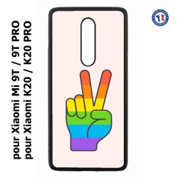 Coque pour Xiaomi Mi 9T-Mi 9T PRO - Redmi K20-K20 PRO Rainbow Peace LGBT - couleur arc en ciel Main Victoire Paix LGBT