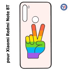 Coque pour Xiaomi Redmi Note 8T Rainbow Peace LGBT - couleur arc en ciel Main Victoire Paix LGBT