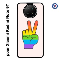 Coque pour Xiaomi Redmi Note 9T Rainbow Peace LGBT - couleur arc en ciel Main Victoire Paix LGBT