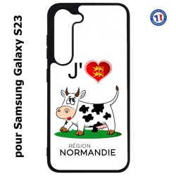 Coque pour Samsung Galaxy S23 J'aime la Normandie - vache normande