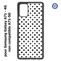 Coque pour Samsung Galaxy A71 - 4G motif géométrique pattern noir et blanc - ronds noirs