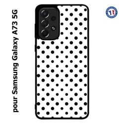 Coque pour Samsung Galaxy A73 5G motif géométrique pattern noir et blanc - ronds noirs