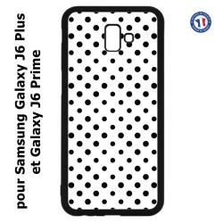 Coque pour Samsung Galaxy J6 Plus / J6 Prime motif géométrique pattern noir et blanc - ronds noirs