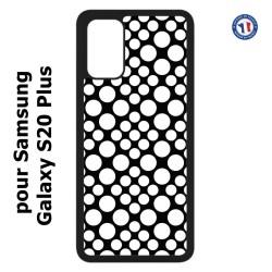 Coque pour Samsung Galaxy S20 Plus / S11 motif géométrique pattern N et B ronds blancs sur noir