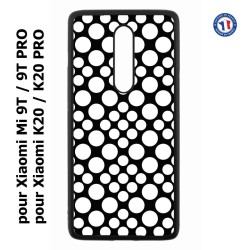 Coque pour Xiaomi Mi 9T-Mi 9T PRO - Redmi K20-K20 PRO motif géométrique pattern N et B ronds blancs sur noir