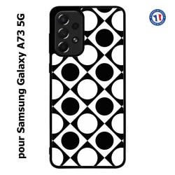 Coque pour Samsung Galaxy A73 5G motif géométrique pattern noir et blanc - ronds et carrés