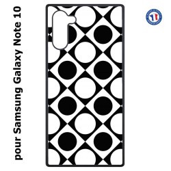 Coque pour Samsung Galaxy Note 10 motif géométrique pattern noir et blanc - ronds et carrés