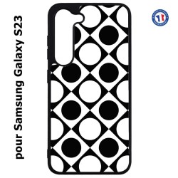 Coque pour Samsung Galaxy S23 motif géométrique pattern noir et blanc - ronds et carrés