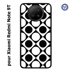 Coque pour Xiaomi Redmi Note 9T motif géométrique pattern noir et blanc - ronds et carrés