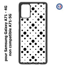 Coque pour Samsung Galaxy A71 - 4G motif géométrique pattern noir et blanc - ronds noirs sur fond blanc