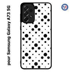 Coque pour Samsung Galaxy A73 5G motif géométrique pattern noir et blanc - ronds noirs sur fond blanc