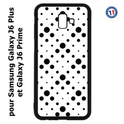 Coque pour Samsung Galaxy J6 Plus / J6 Prime motif géométrique pattern noir et blanc - ronds noirs sur fond blanc