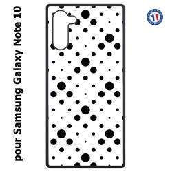 Coque pour Samsung Galaxy Note 10 motif géométrique pattern noir et blanc - ronds noirs sur fond blanc