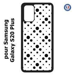 Coque pour Samsung Galaxy S20 Plus / S11 motif géométrique pattern noir et blanc - ronds noirs sur fond blanc