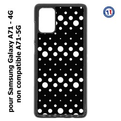 Coque pour Samsung Galaxy A71 - 4G motif géométrique pattern N et B ronds noir sur blanc