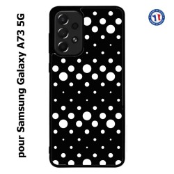 Coque pour Samsung Galaxy A73 5G motif géométrique pattern N et B ronds noir sur blanc