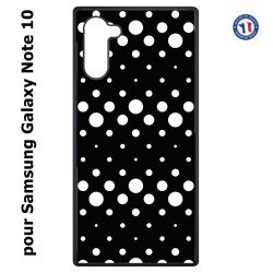 Coque pour Samsung Galaxy Note 10 motif géométrique pattern N et B ronds noir sur blanc