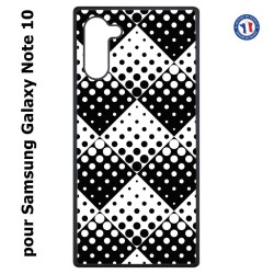 Coque pour Samsung Galaxy Note 10 motif géométrique pattern noir et blanc - ronds carrés noirs blancs