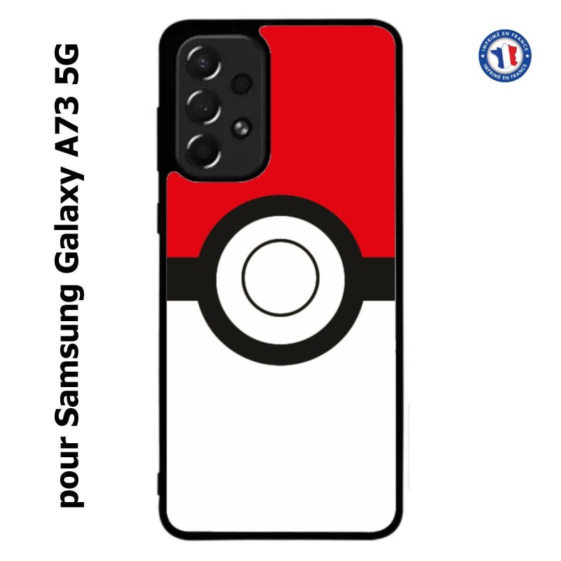 Coque pour Samsung Galaxy A73 5G rond noir sur fond rouge et blanc