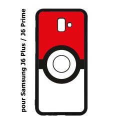 Coque pour Samsung Galaxy J6 Plus / J6 Prime rond noir sur fond rouge et blanc