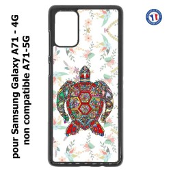 Coque pour Samsung Galaxy A71 - 4G Tortue art floral