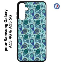 Coque pour Samsung Galaxy A15-4G & A15-5G - Background cachemire motif bleu géométrique
