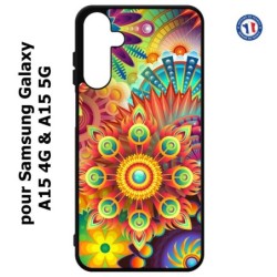 Coque pour Samsung Galaxy A15-4G & A15-5G - Background mandala motif bleu coloré