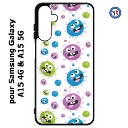 Coque pour Samsung Galaxy A15-4G & A15-5G - fond virus bactéries coloré