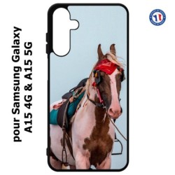 Coque pour Samsung Galaxy A15-4G & A15-5G - Coque cheval robe pie - bride cheval
