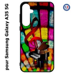 Coque pour Samsung Galaxy A35-5G - clé de sol piano - solfège - musique