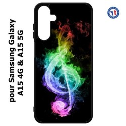 Coque pour Samsung Galaxy A15-4G & A15-5G - clé de sol enflammée - solfège musique