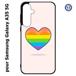 Coque pour Samsung Galaxy A35-5G - Rainbow hearth LGBT - couleur arc en ciel Coeur LGBT