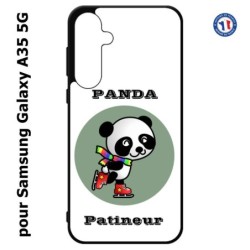 Coque pour Samsung Galaxy A35-5G - Panda patineur patineuse - sport patinage
