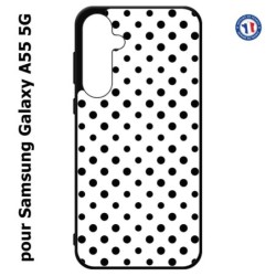 Coque pour Samsung Galaxy A55-5G - motif géométrique pattern noir et blanc - ronds noirs