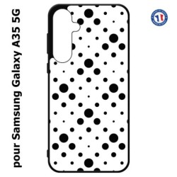 Coque pour Samsung Galaxy A35-5G - motif géométrique pattern noir et blanc - ronds noirs sur fond blanc