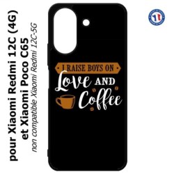 Coque pour Xiaomi Redmi 13C (4G) / Poco C65 - I raise boys on Love and Coffee - coque café
