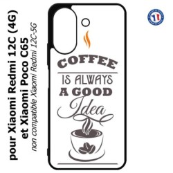 Coque pour Xiaomi Redmi 13C (4G) / Poco C65 - Coffee is always a good idea - fond blanc
