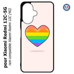 Coque pour Xiaomi Redmi 13C 5G - Rainbow hearth LGBT - couleur arc en ciel Coeur LGBT