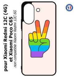Coque pour Xiaomi Redmi 13C (4G) / Poco C65 - Rainbow Peace LGBT - couleur arc en ciel Main Victoire Paix LGBT