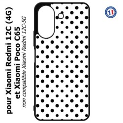 Coque pour Xiaomi Redmi 13C (4G) / Poco C65 - motif géométrique pattern noir et blanc - ronds noirs