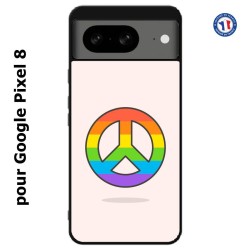 Coque pour Google Pixel 8 Peace and Love LGBT - couleur arc en ciel