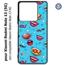 Coque pour Xiaomi Redmi Note 13 (5G) Background lol Kiss Me Wow Love U baiser amour bleu wallpaper