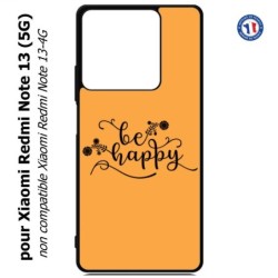 Coque pour Xiaomi Redmi Note 13 (5G) Be Happy sur fond orange - Soyez heureux - Sois heureuse - citation